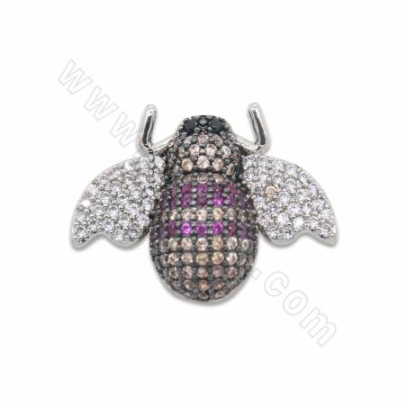Laiton Micro Pave Cubic Zirconia Connector Bee Size 21x15mm Hole1.5mm Gold/Platinum /Rose Gold Plated×2Pieces