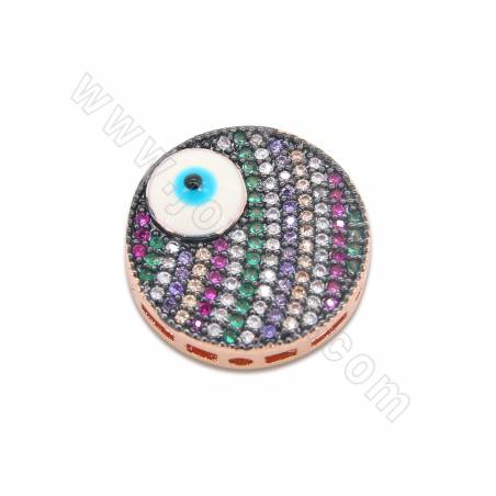 Laiton Micro Pave Cubic Zirconia Charms Eyes Diameter17mm Hole1mm Gold/ Platinum /Rose Gold Plated ×2Pieces