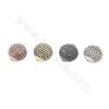 Laiton Micro Pave Cubic Zirconia Charms Flat Oval Size 15x15mm Hole1mm Gold/Platinum/ Rose Gold/Gun Black Plated 2 Pieces/Pack