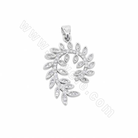 Brass Micro Pave Cubic Zirconia Pendant  Leaf  Size19x26mm Hole 3x4mm Gold/Platinum/Rose Gold/Gun Black  Plated 6 Pieces/Pack
