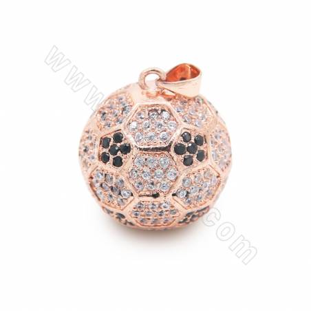 Laiton Micro Pave Cubic Zirconia Pendentif Football Taille 20x23mm Trou 3x4mm Or/Platine/Or Rose/Noir canon plaqué ×1Pièce