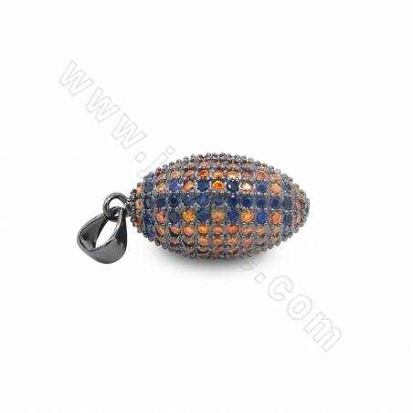 Laiton Micro Pave Cubic Zirconia Pendentif Football Taille 11x22mm Trou 3x4mm Or/Rose Gold/Gun Black Plated×1Pièce