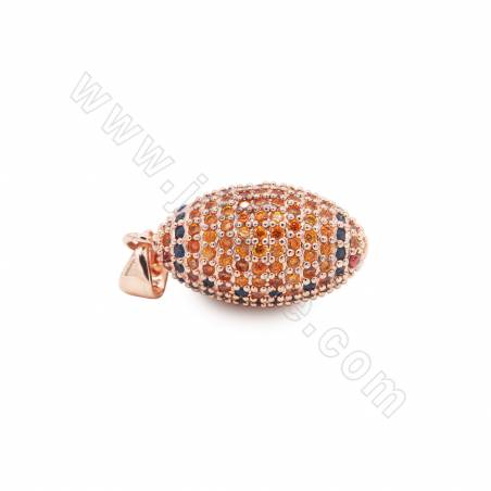 Brass Micro Pave Cubic Zirconia Pendant  Football Size 11x22mm Hole 3x4mm  Gold/Rose Gold/Gun Black Plated×1Piece