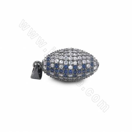 Laiton Micro Pave Cubic Zirconia Pendentif Football Taille 11x22mm Trou 3x4mm Plaqué or/or rose/noir canon ×1Pièce