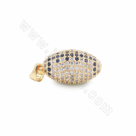 Laiton Micro Pave Cubic Zirconia Pendentif Football Taille 11x22mm Trou 3x4mm Plaqué or/or rose/noir canon ×1Pièce