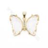 Brass Pendant With Brass Findings Gold-Plated Butterfly  Size 20×27mm Hole 4×6mm 5pcs/Pack