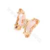 Glass Stud Earrings  With Brass Findings（Gold-Plated）Butterfly  size 15×19mm Pin 0.8mm 4 Pairs/Pack