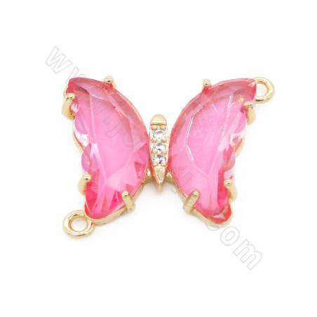 Glass Connector Charms With Brass Setting Gold-Plated Butterfly Size 17×20mm Hole 4mm 10pcs/Pack
