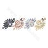 Brass Micro Pave CZ Connector Charms  Flower Size 24x14mm Hole1mm Gold/Platinum/Rose Gold /Gun Black Plated 6pcs/Pack