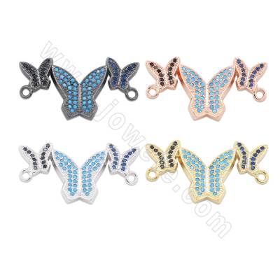 Connecteurs de Papillon en laiton avec zircon couleur doré or rose noire ou platine  Taille 30x16mm trou 1mm 4pcs/paquet