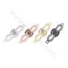 Laiton Micro Pave Cubic Zirconia Connector Bow Size36x10mm Hole 1mm Gold/Platinum/Rose Gold/Gun Black Plated 6pcs/Pack