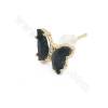 Glasstollenohrringe mit vergoldeten Messingfunden Schmetterlingsgröße 11 × 8 mm Pin0,8 mm 4 Paar / Pack