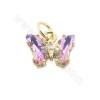 Glass Pendant With Gold-Plated Brass Findings Butterfly Size9×11mm Hole 5mm 10 Pieces/Pack