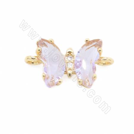 Glass Butterfly Connector Charms With Gold-Plated Brass Setting Size 8×11mm Hole 3mm 10pcs/Pack