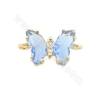 Glass Butterfly Connector Charms With Gold-Plated Brass Setting Size 8×11mm Hole 3mm 10pcs/Pack