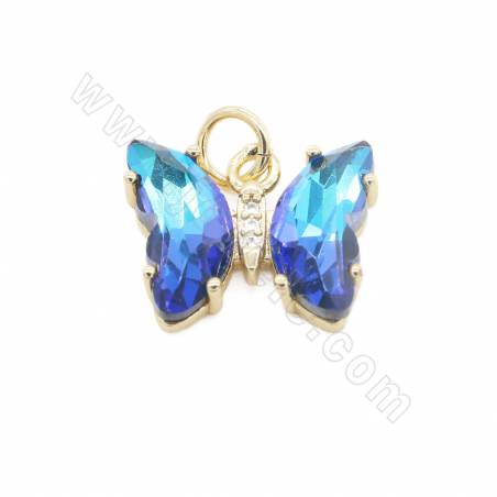 Glass Pendant with Gold-Plated Brass Findings Butterfly Size12×15mm Hole 5mm 10 Pieces /Pack