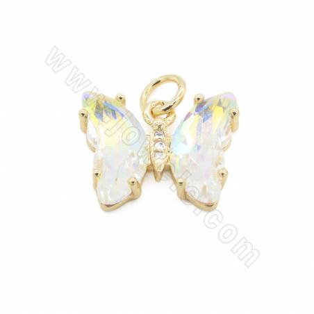 Glass Pendant with Gold-Plated Brass Findings Butterfly Size12×15mm Hole 5mm 10 Pieces /Pack