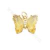 Glasanhänger mit vergoldeten Messingfunden Schmetterling Größe 12 × 15 mm Loch 5 mm 10 Stück / Packung