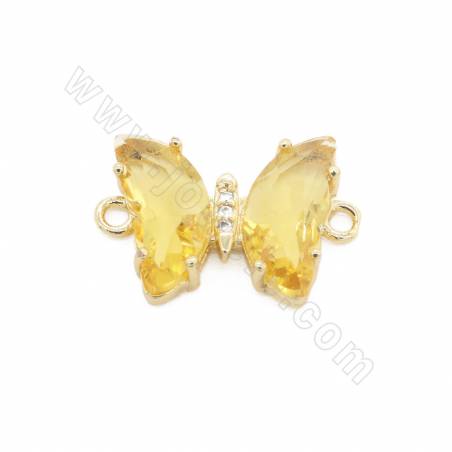 Glasverbinder mit vergoldeten Messingfunden Schmetterlingsgröße 12 × 15 mm Loch 3 mm 10 Stück / Packung
