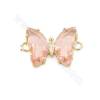 Glass Butterfly Connector Charms With Gold-Plated Brass Setting Size 12×15mm Hole 3mm 10pcs/Pack