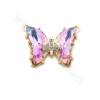Glass Butterfly Connector Charms Charms With Gold-Plated Brass Setting Size 17×21mm Hole 4mm 10pcs/Pack
