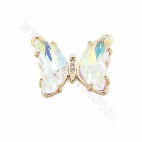Glasverbinder mit vergoldeten Messingfunden Schmetterlingsgröße 17 × 21 mm Loch 4 mm 10 Stück / Packung