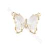 Glass Butterfly Connector Charms Charms With Gold-Plated Brass Setting Size 17×21mm Hole 4mm 10pcs/Pack