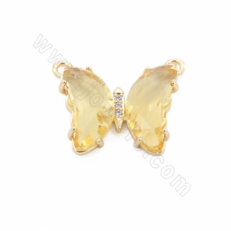 Glasverbinder mit vergoldeten Messingfunden Schmetterlingsgröße 17 × 21 mm Loch 4 mm 10 Stück / Packung