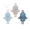 Brass Micro Pave CZ Connector Charms Hamsa Hand Size12x18mm Hole 1mm Gold/ Platinum/Rose Gold/Gun Black Plated 6pcs/Pack