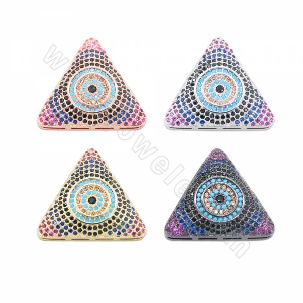 Perles triangle en laiton avec zircon couleur doré or rose noire ou platine  Taille 22x22mm trou 1mm 2pcs/paquet