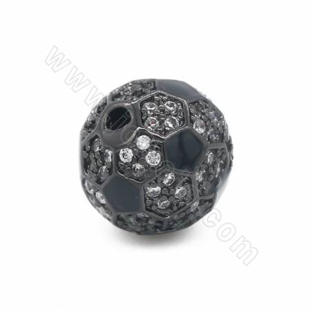 Messing Micro Pave Zirkonia Perlen Fußball Durchmesser 9mm Loch1,2mm Gold / Platin / Roségold / Pistole schwarz