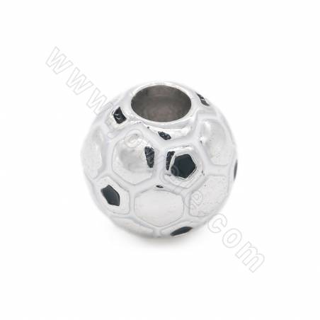 Perles en laiton pour le football Diamètre 10mm Trou 4mm Plaqué or/platine 6pcs/Pack