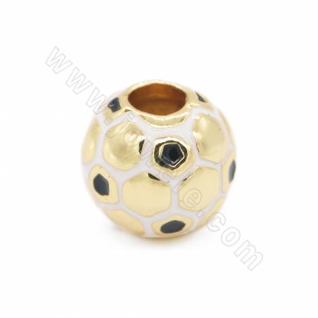 銅製品 珠子 足球 直徑10mm 孔徑4mm 6個/包（鍍金色 白金）