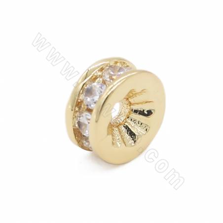 Brass Micro Pave  Cubic Zirconia Spacer Beads Size 6x3mm Hole1.5mm Gold/Platinum/Rose Gold/Gun Black Plated 10pcs/Pack