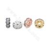 Brass Micro Pave Cubic Zirconia Spacer Beads Size 9x4mm Hole 1.5mm Gold/Platinum/Rose Gold/Gun Black Plated 10pcs/Pack
