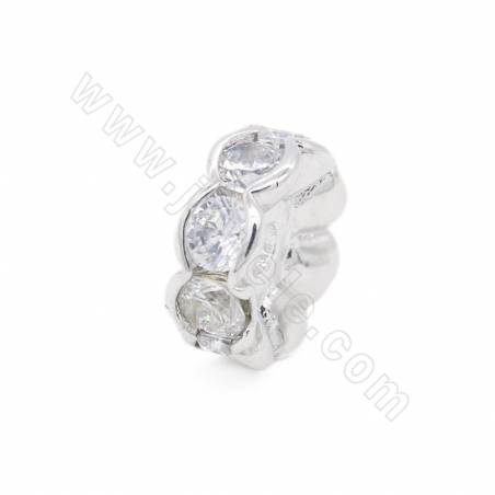 Brass Micro Pave Cubic Zirconia Spacer Beads Size 9x4mm Hole 1.5mm Gold/Platinum/Rose Gold/Gun Black Plated 10pcs/Pack
