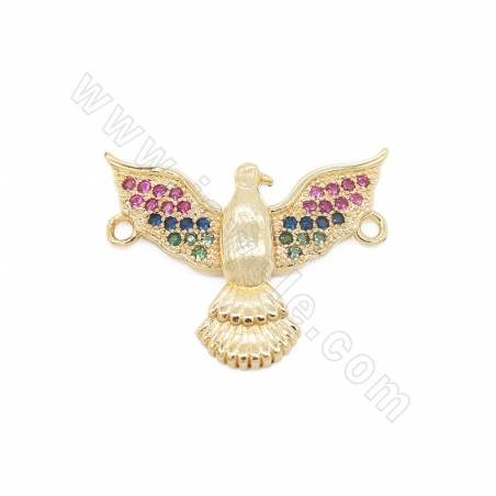 Brass Micro Pave Cubic Zirconia Connector Charms Eagle  Size 22x18mm Hole 1mm Gold/Platinum/Rose Gold/Gun Black Plated 6pcs/Pack