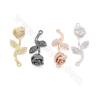 Brass Micro Pave Cubic Zirconia Connector Charms Rose Size14x32mm Hole 1mm Gold/Platinum/Rose Gold/Gun Black Plated 6pcs/Pack