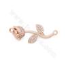 Brass Micro Pave Cubic Zirconia Connector Charms Rose Size14x32mm Hole 1mm Gold/Platinum/Rose Gold/Gun Black Plated 6pcs/Pack