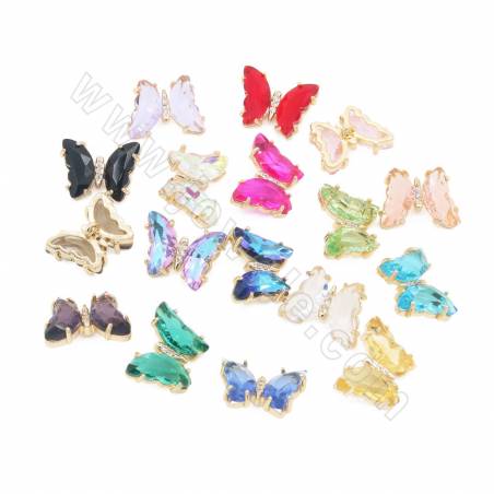 Multi-use Glass Charms  With Gold-Plated Brass Findings Size12×16mm Hole 3mm ×10pcs