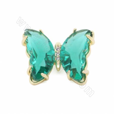 Multi-uso vetro Charms farfalla con oro placcato in ottone trova dimensioni 16 × 19 millimetri foro 3 millimetri × 10pcs