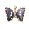 Glass Pendant With Gold-Plated Brass Findings Butterfly Size 20×26mm Hole 3×6mm 6pcs/Pack