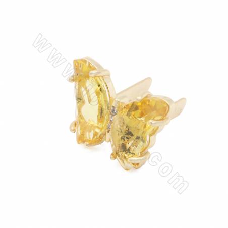 Hebilla de vidrio（Para ropa）Mariposa Tamaño12×16mm 10pcs/paquete（chapado en oro）