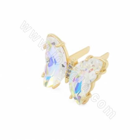Hebilla de vidrio（Para Ropa）Mariposa Tamaño15×19mm 10pcs/paquete （chapado en oro）