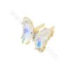 Glass Pinch Bails Charms With Gold-Plated Brass Findings  For Clothes Shoes Butterfly Size 15×19mm 10pcs/Pack