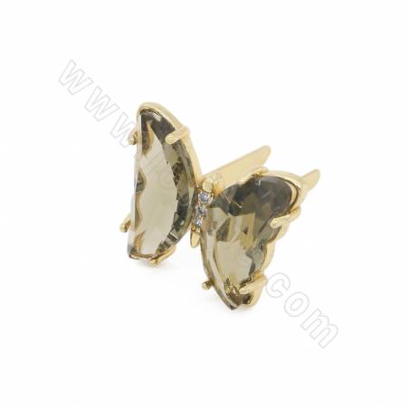 ガラス ピンチ ベイル チャーム金めっき真鍮の調査結果の服靴蝶サイズ 15 × 19 mm 10pcs ・ パックします。
