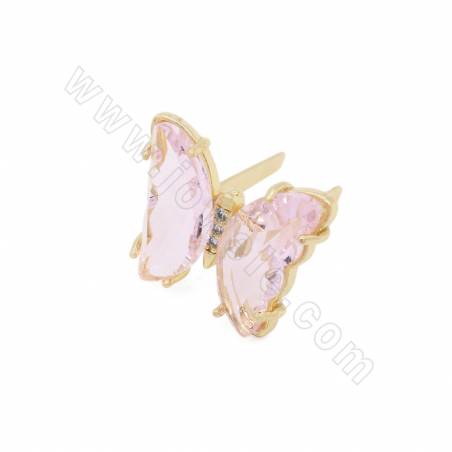 Glas Prise Kaution Charms mit vergoldeten Messing Befunde für Kleidung Schuhe Schmetterling Größe 15 × 19mm
