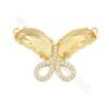 Glass Butterfly Charms Connector With Gold-Plated Brass Setting  Size 24×31mm Hole 3mm 5pcs/Pack
