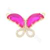 Glass Butterfly Charms Connector With Gold-Plated Brass Setting  Size 24×31mm Hole 3mm 5pcs/Pack