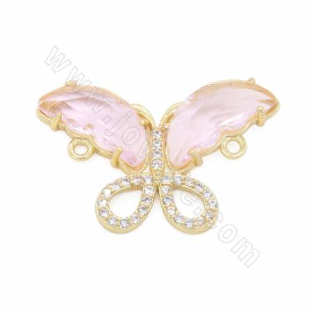 Glasverbinder mit vergoldeten Messingfunden Schmetterlingsgröße 19 × 30 mm Loch 3 mm 5 Stück / Packung